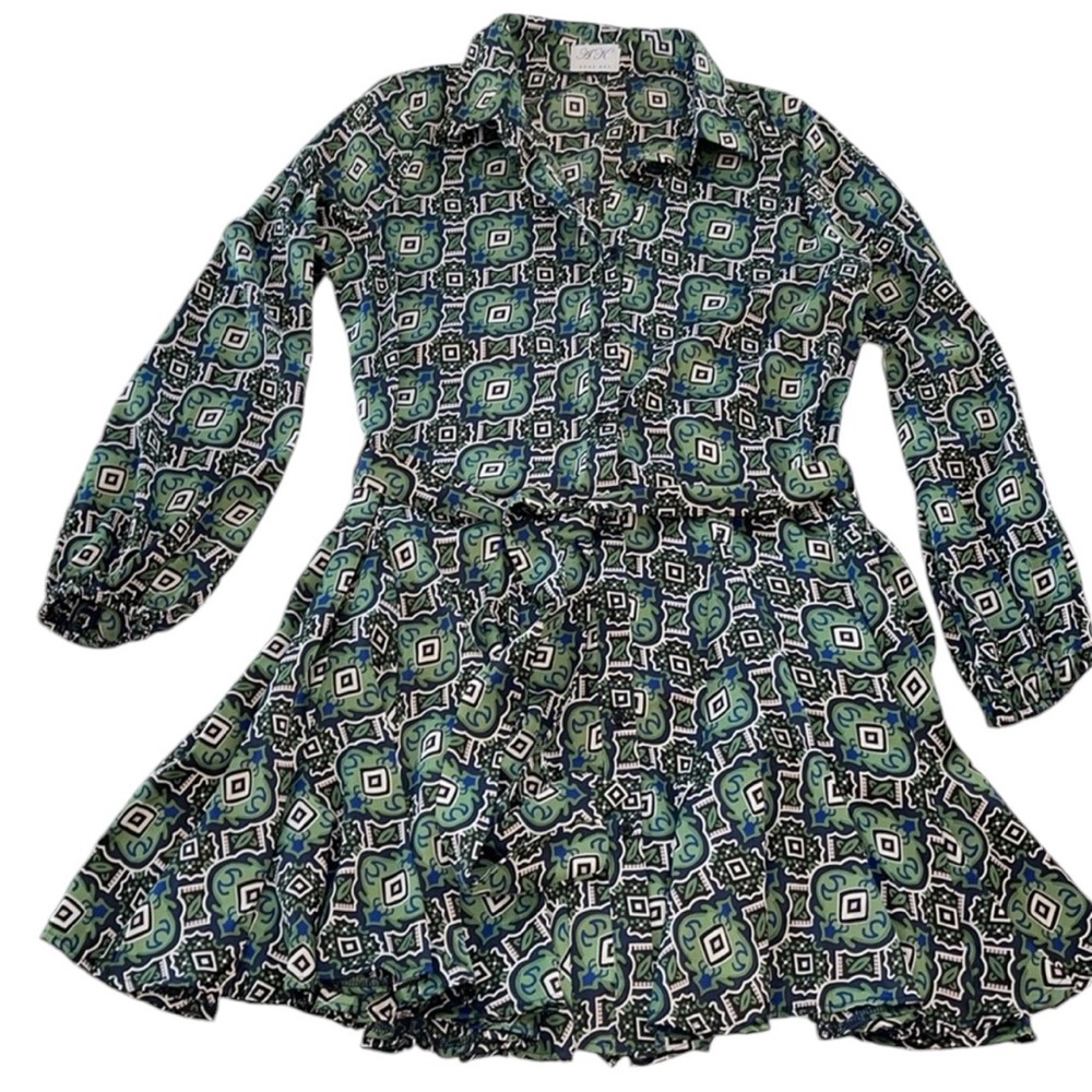 ANNA KAY Godet Shirtdress Green Size Large NWOT - Picture 10 of 17